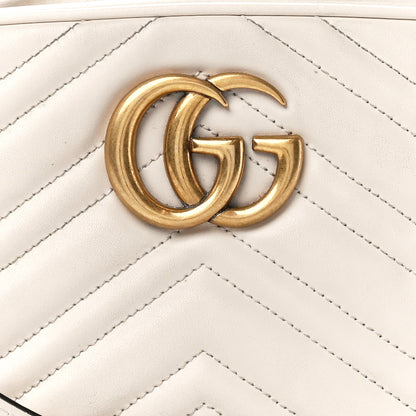 Gucci Calfskin Matelasse Small GG Marmont Chain Shoulder Bag White 9 of 13