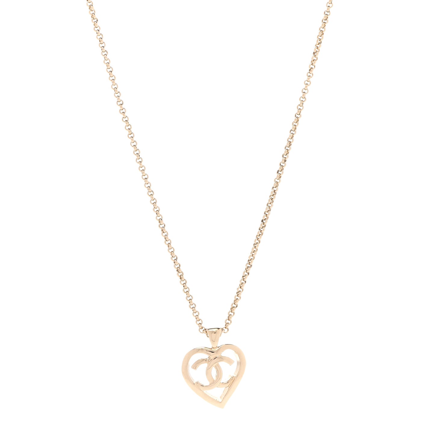 CC Heart Chain Pendant Necklace Gold