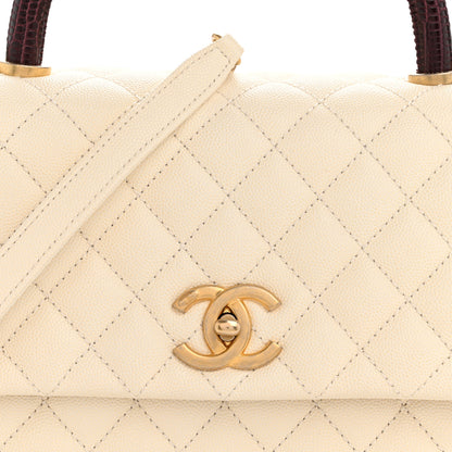 Chanel Caviar Lizard Quilted Small Coco Handle Flap Ivory 21 of 34