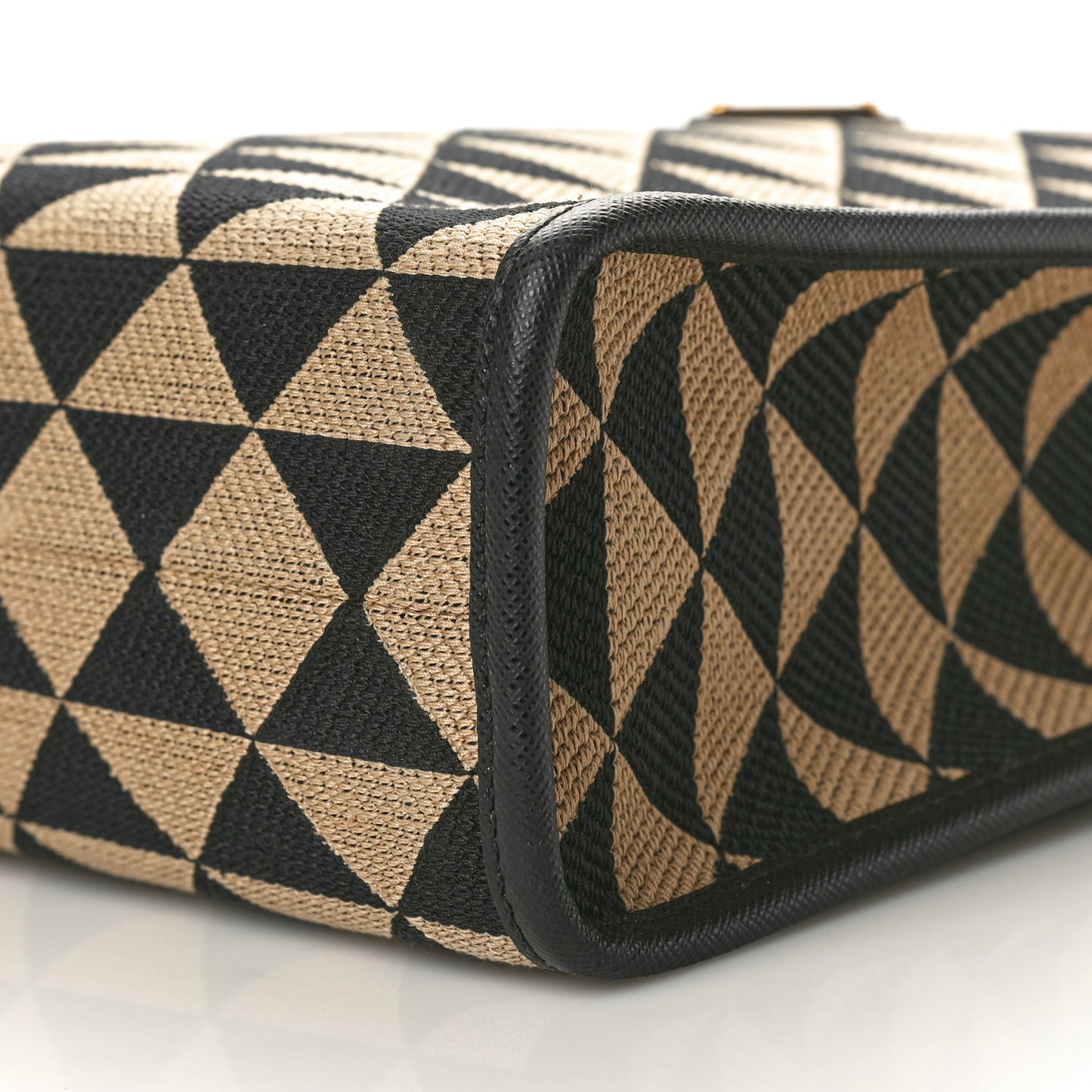 Jacquard Saffiano Triangolo Symbole Embroidered Small Tote Black Corda