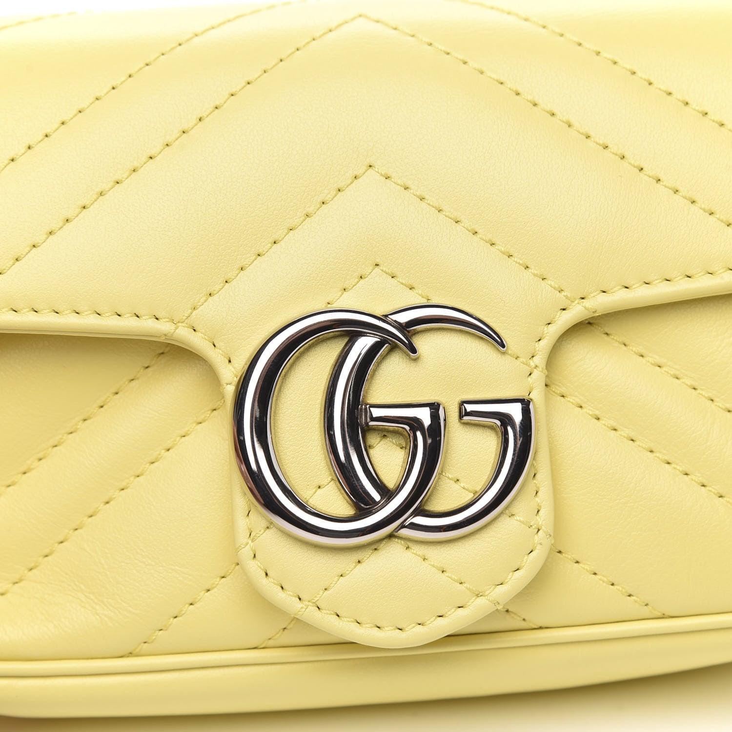Gucci Calfskin Matelasse Super Mini GG Marmont Shoulder Bag Banana 10 of 10