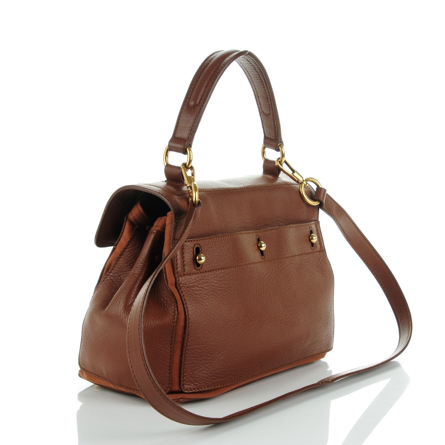 Calfskin Canvas Small Muse Two Cognac