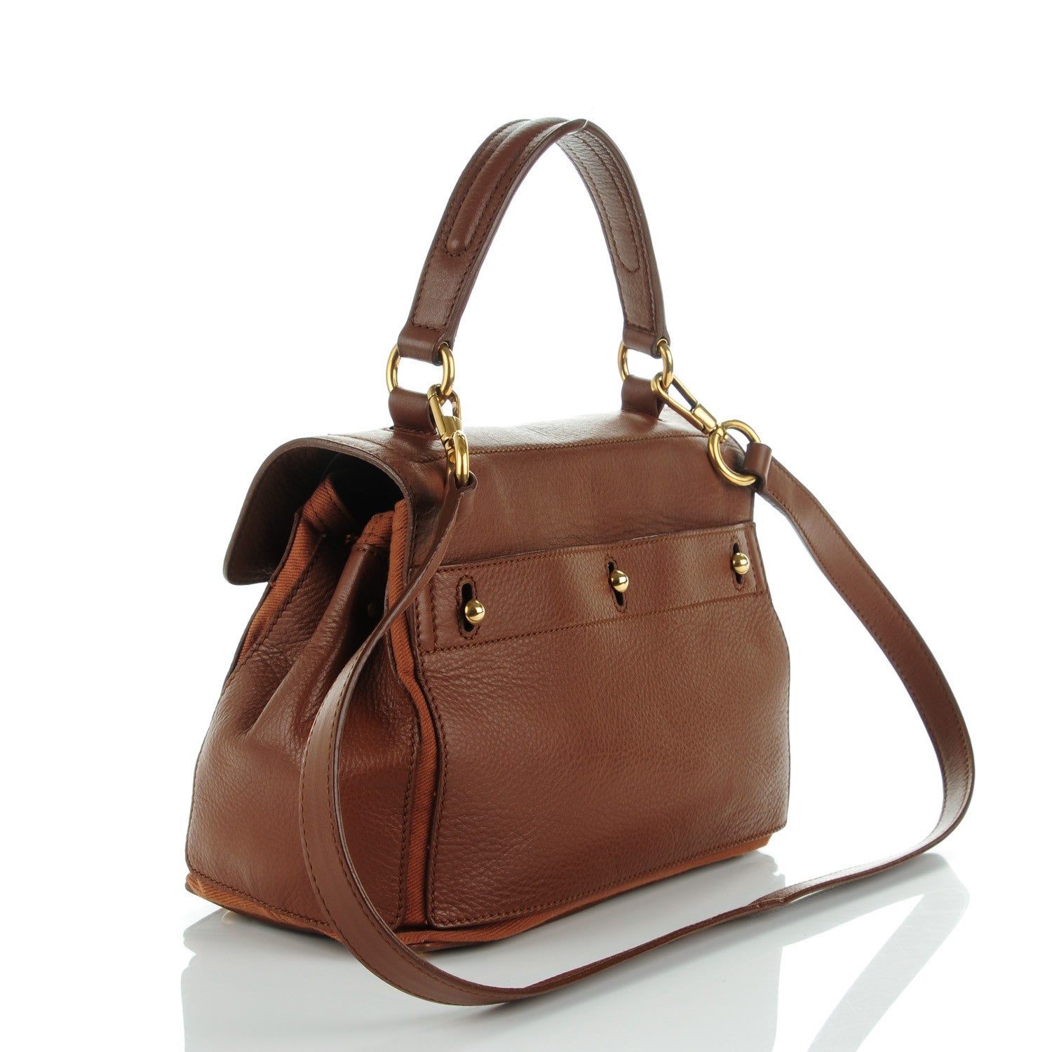 Saint Laurent Calfskin Canvas Small Muse Two Cognac 3 of 7