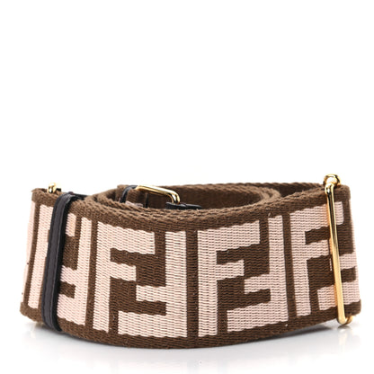 Fendi Ribbon Vitello Century FF 1974 Embroidered Adjustable Strap You Fango Rosa Confetto Chocolate 2 of 4