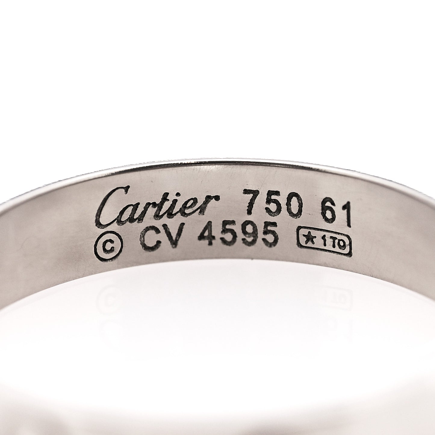 18K White Gold 4mm LOVE Wedding Band Ring 61 9.5
