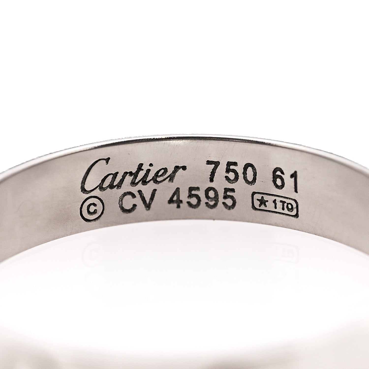 Cartier 18K White Gold 4mm LOVE Wedding Band Ring 61 9.5 3 of 3