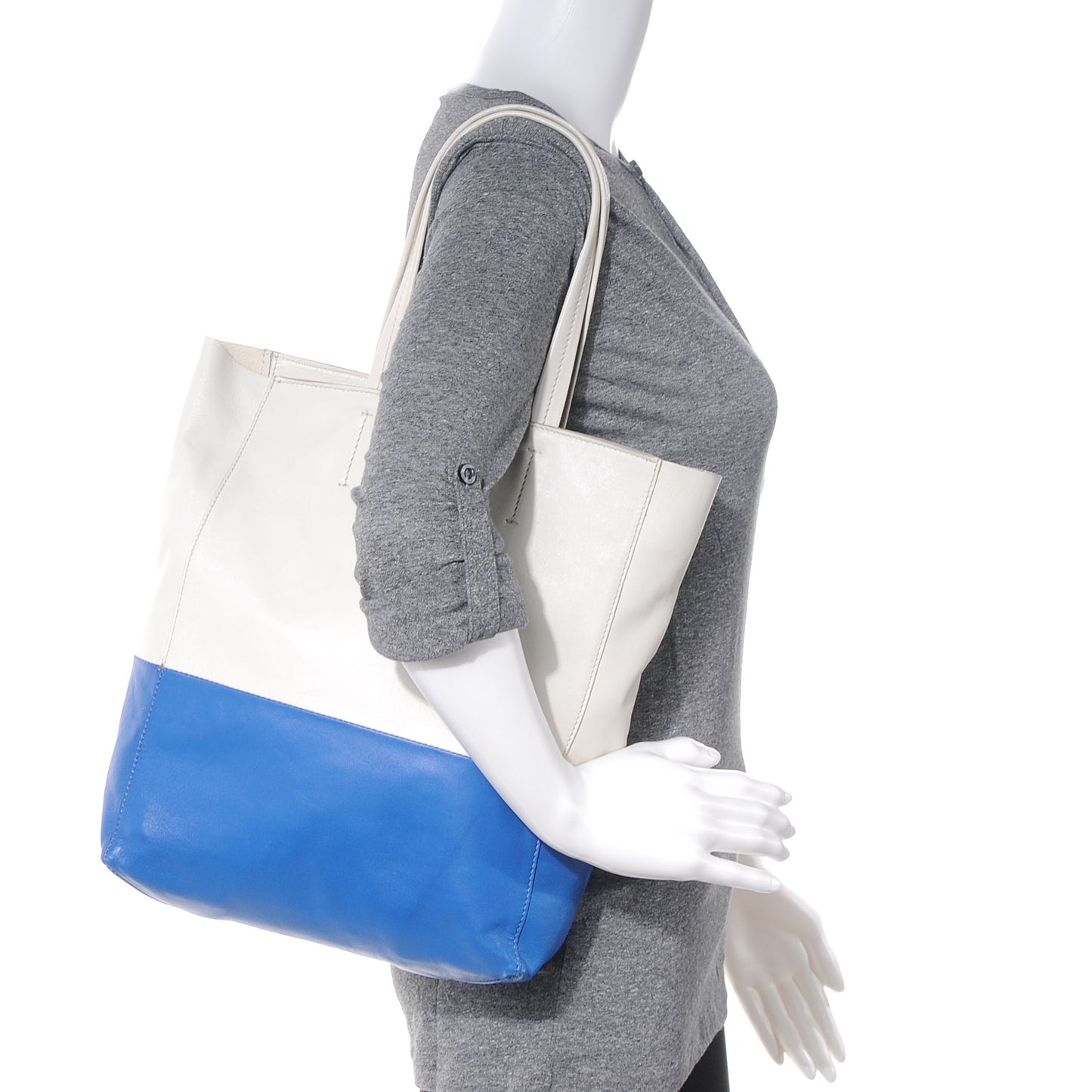 Lambskin Vertical Bi-Cabas Blue White