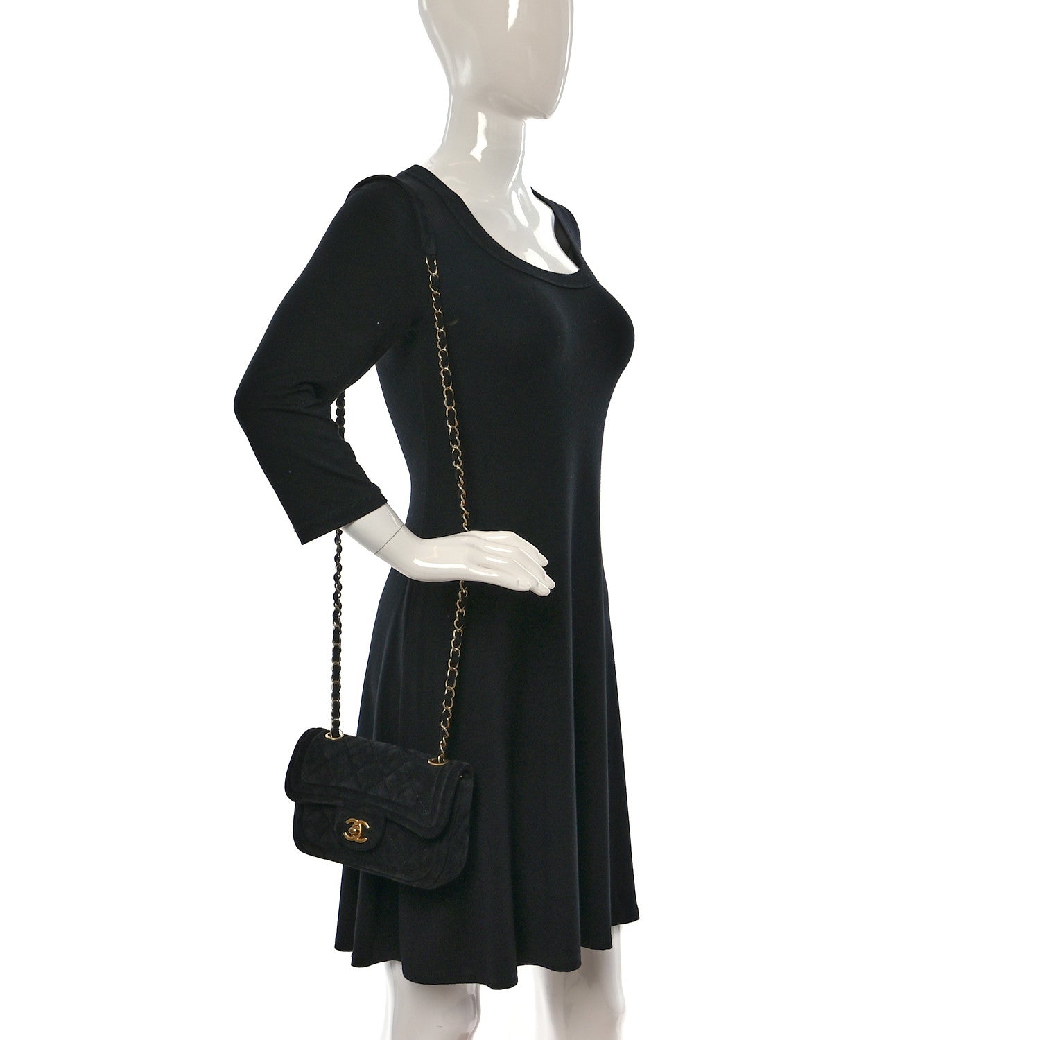 Chanel Suede Quilted Mini Double Frame Flap Black 2 of 16
