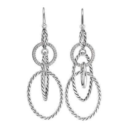 David Yurman Sterling Silver Diamond Mobile Drop Earrings 1 of 4