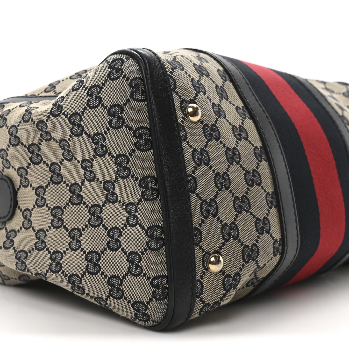 Monogram Selleria Calfskin Vintage Web Medium Boston Beige Blue