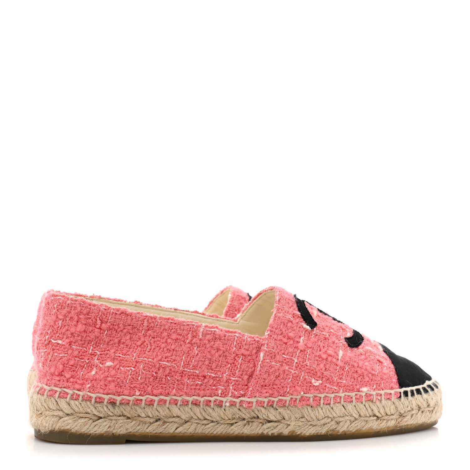 Chanel Tweed Grosgrain CC Espadrilles 38 Pink 4 of 8
