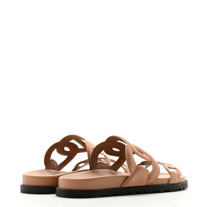 Hermes Suede Goatskin Extra Sandals 37.5 Rose Opaline 4 of 9
