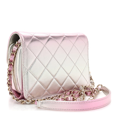 Chanel Metallic Lambskin Like A Wallet Flap Golden Pink 3 of 10