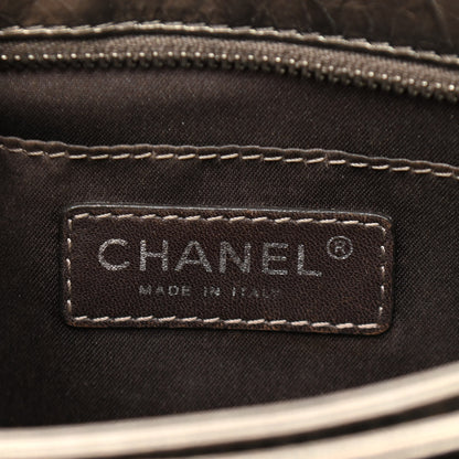 Chanel Metallic Crackled Calfskin Medium Clam's Pocket Flap Dark Silver 6 of 13