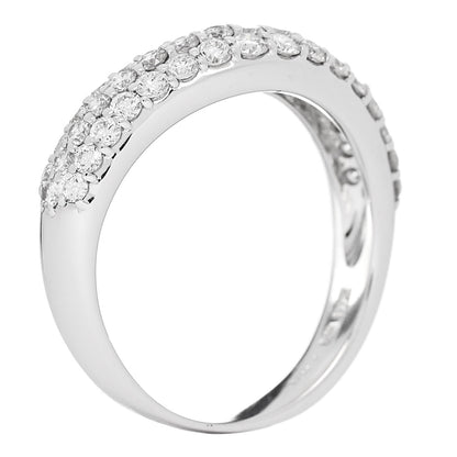 Parker & West by FASHIONPHILE 18K White Gold Diamond 1.00ctw Three Row Curved Band Ring 53 6.5 6 of 9