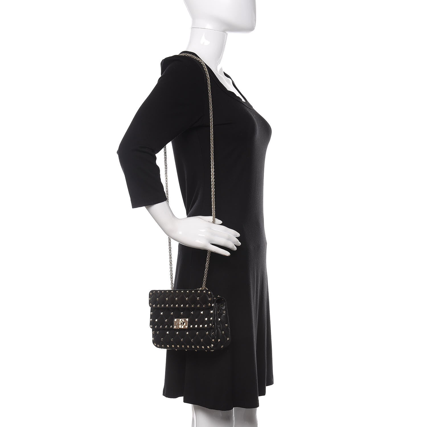Valentino Garavani Lambskin Small Rockstud Spike Shoulder Bag Black 2 of 11