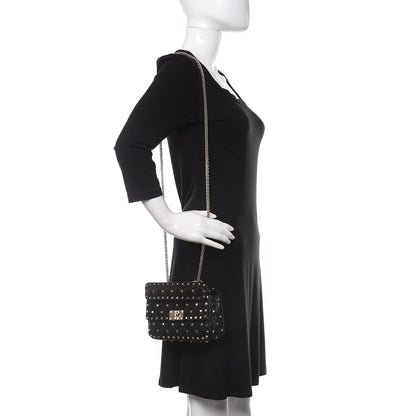 Valentino Garavani Lambskin Small Rockstud Spike Shoulder Bag Black 2 of 11