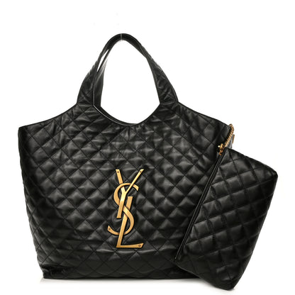 Saint Laurent Lambskin Quilted Maxi Icare Shopping Tote Black 1 of 10