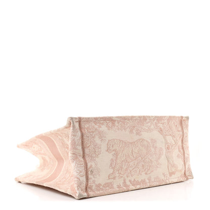 Christian Dior Canvas Embroidered Medium Dioriviera Toile De Jouy Book Tote Rose 4 of 15