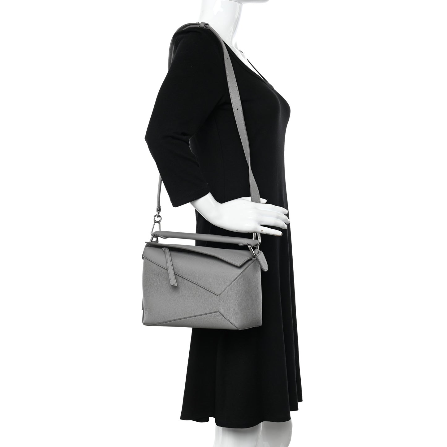 Calfskin Small Puzzle Edge Bag Pearl Grey