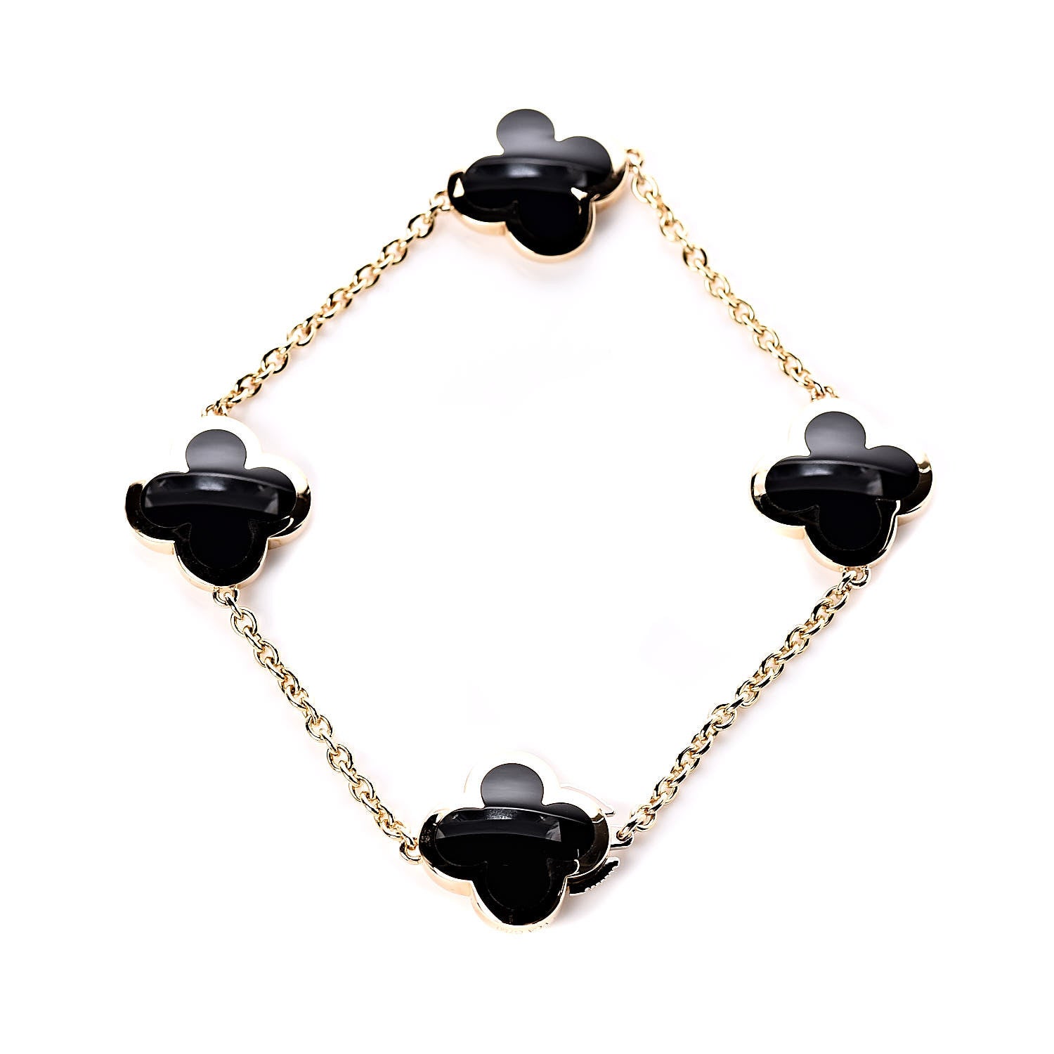 Van Cleef & Arpels 18K Yellow Gold Black Onyx 4 Motifs Pure Alhambra Bracelet 3 of 8