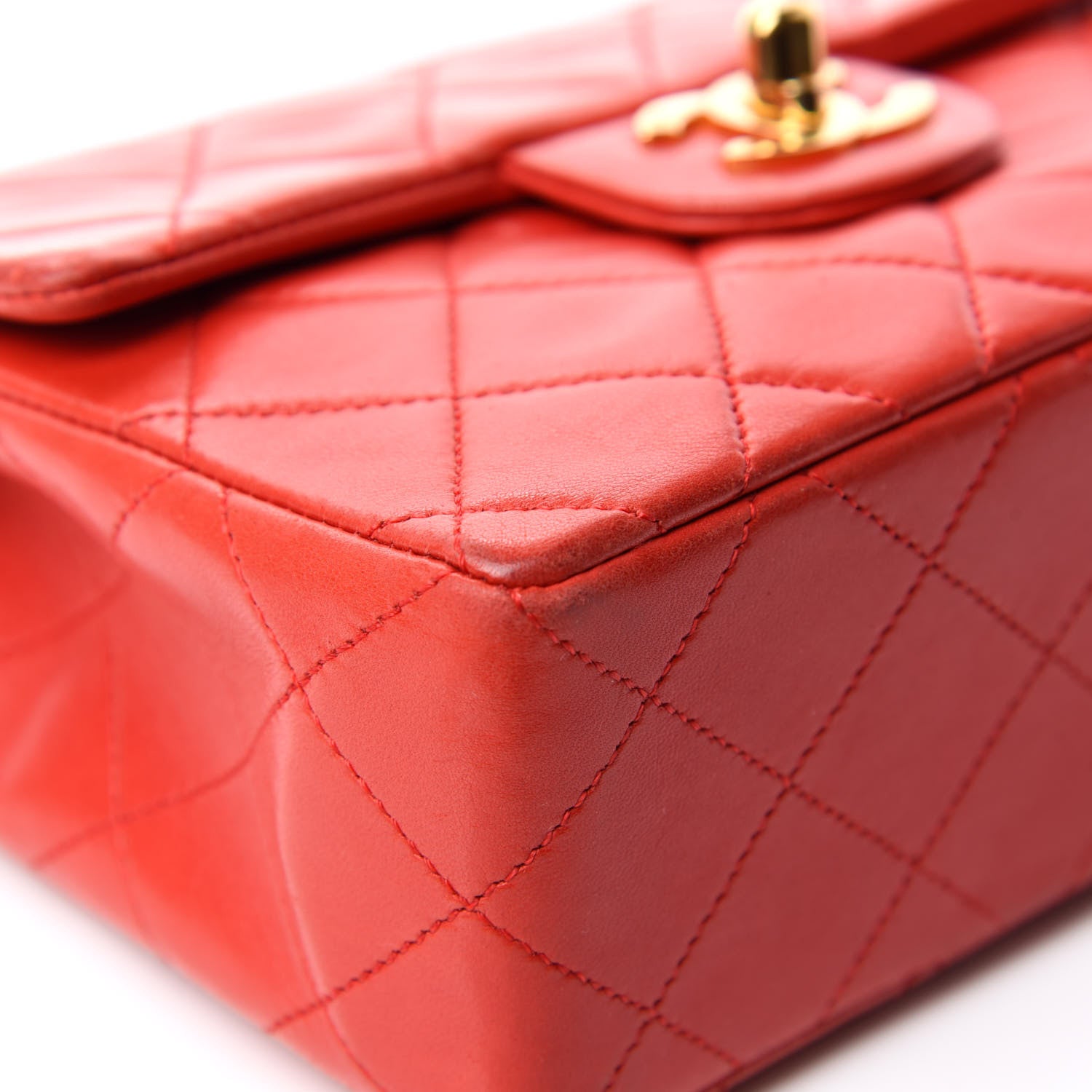 Chanel Lambskin Quilted Mini Square Flap Red 8 of 14