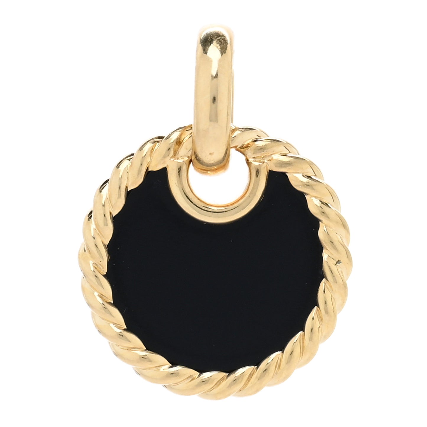 18K Yellow Gold Onyx Mother of Pearl 15.5mm Elements Disc Pendant