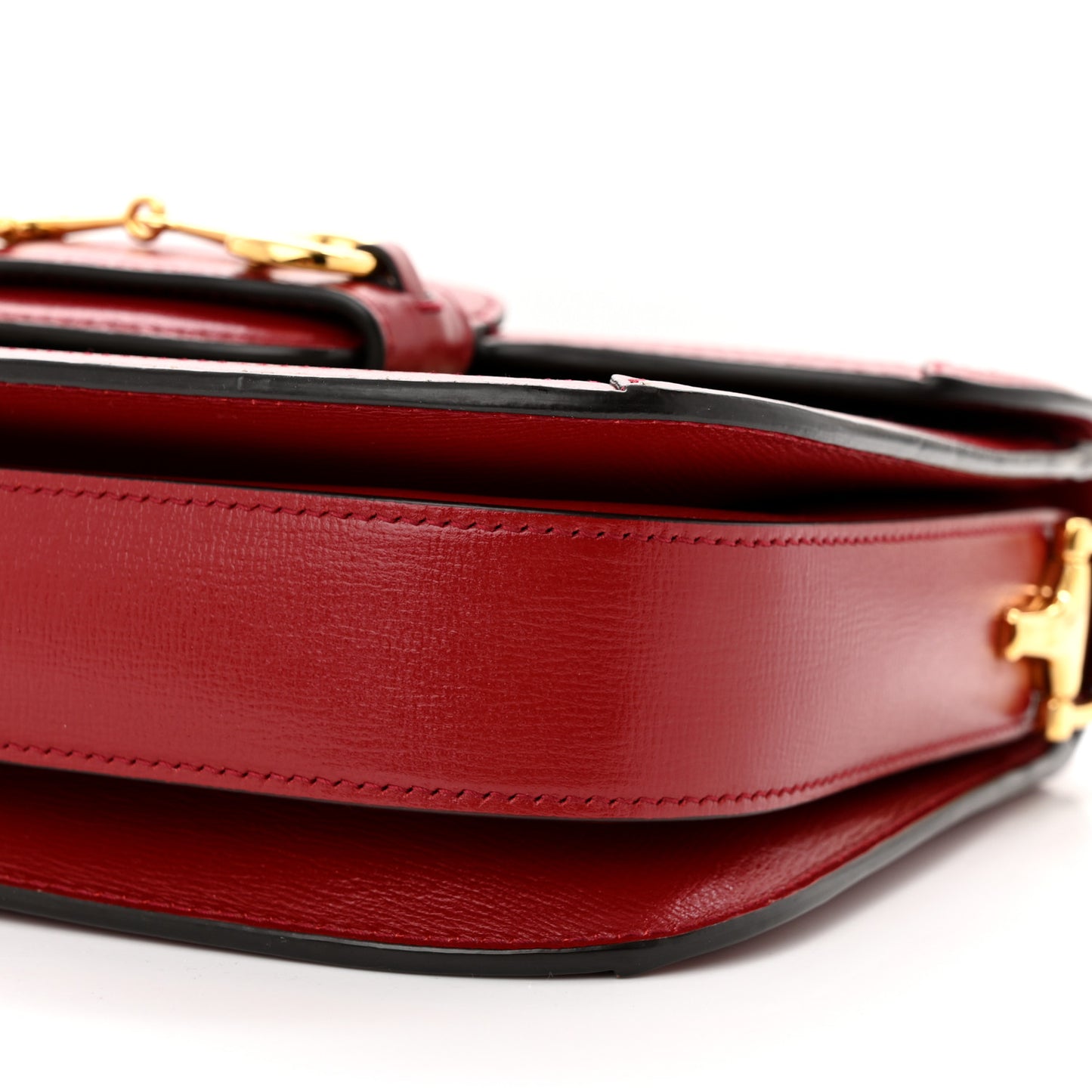 GG Supreme Monogram Azalea Calfskin Horsebit 1955 Shoulder Bag Beige Ebony New Cherry Red