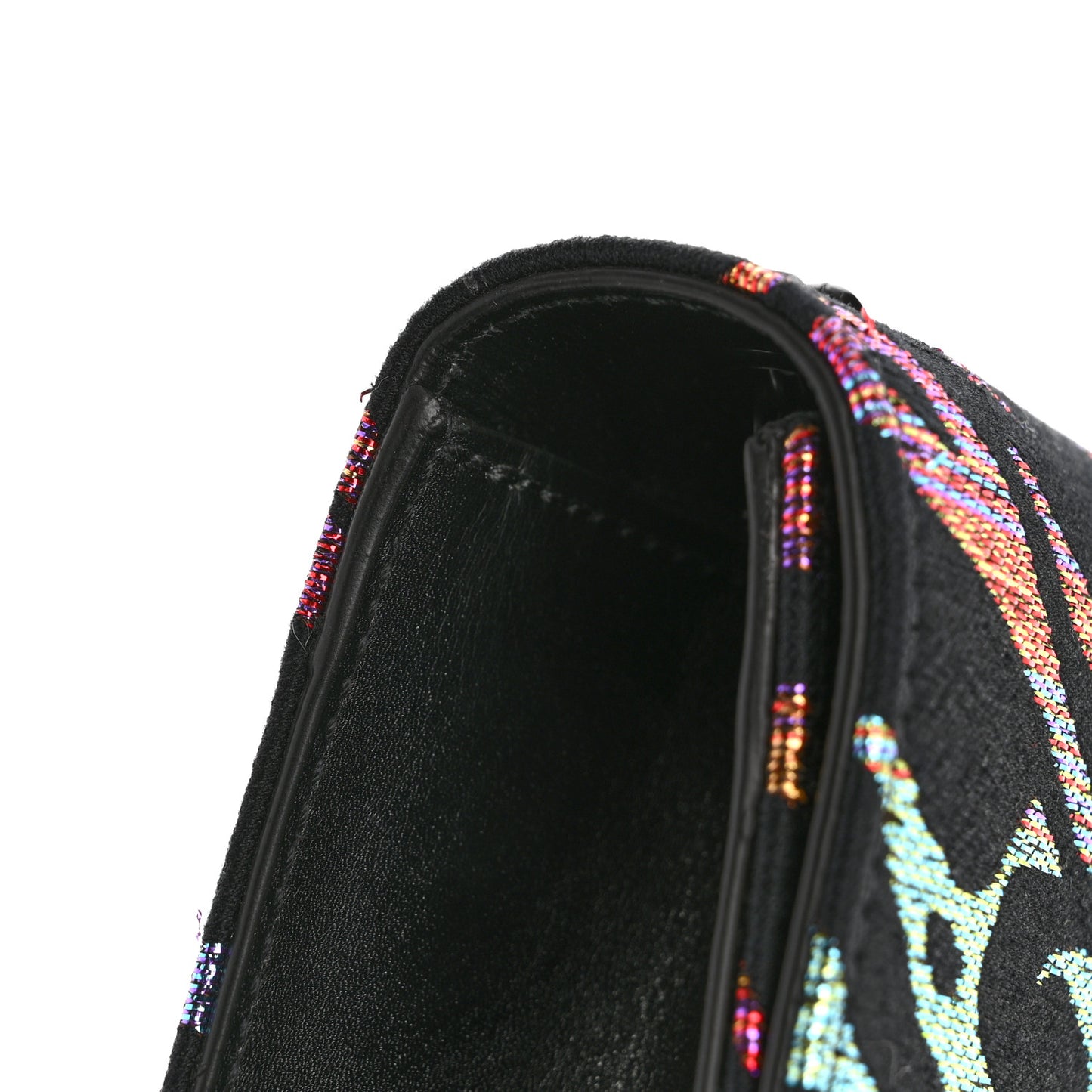 Canvas Calfskin Metallic Tiger Print Small Monogram Kate Satchel Black Multicolor