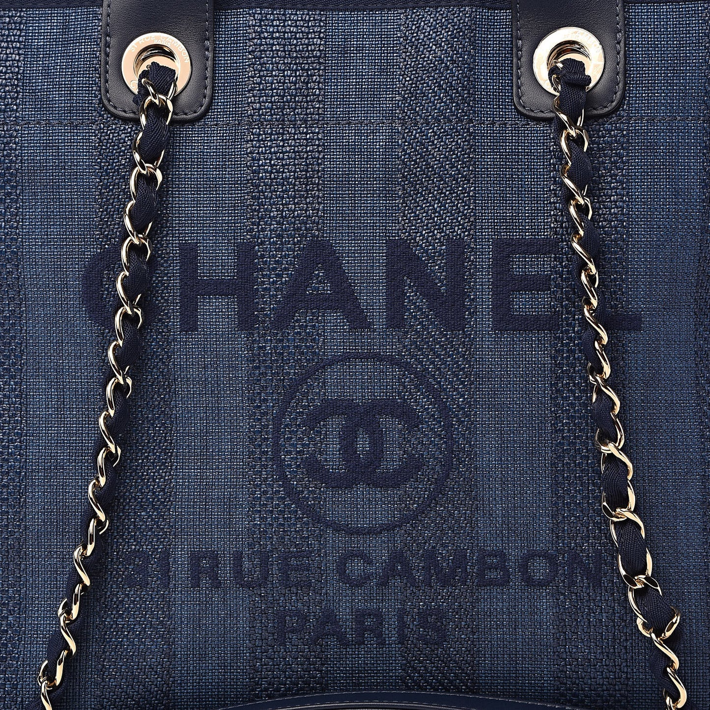 Mixed Fibers Striped Medium Deauville Tote Navy Blue