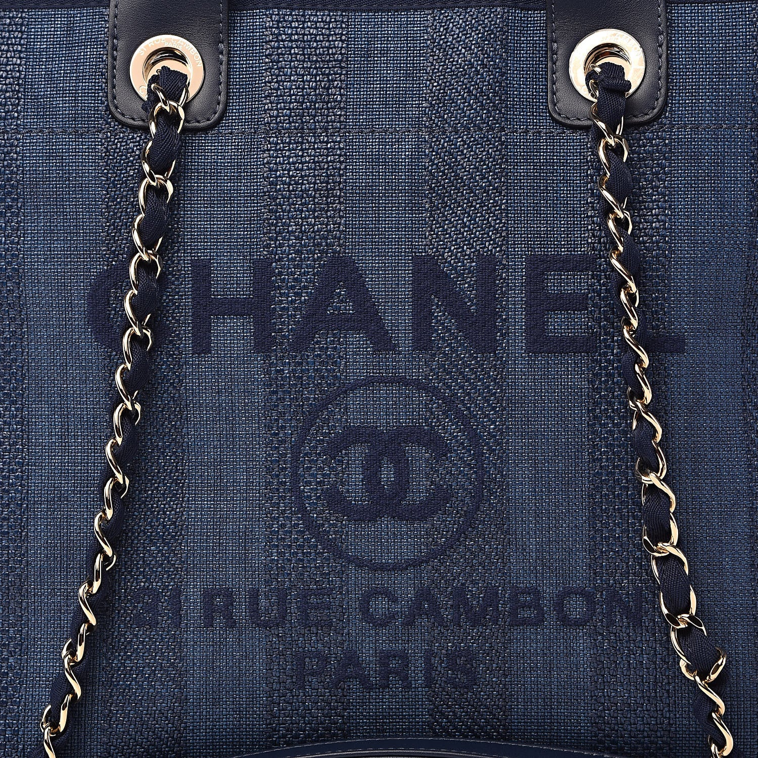 Chanel Mixed Fibers Striped Medium Deauville Tote Navy Blue 10 of 10