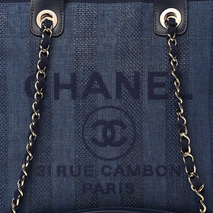 Chanel Mixed Fibers Striped Medium Deauville Tote Navy Blue 10 of 10
