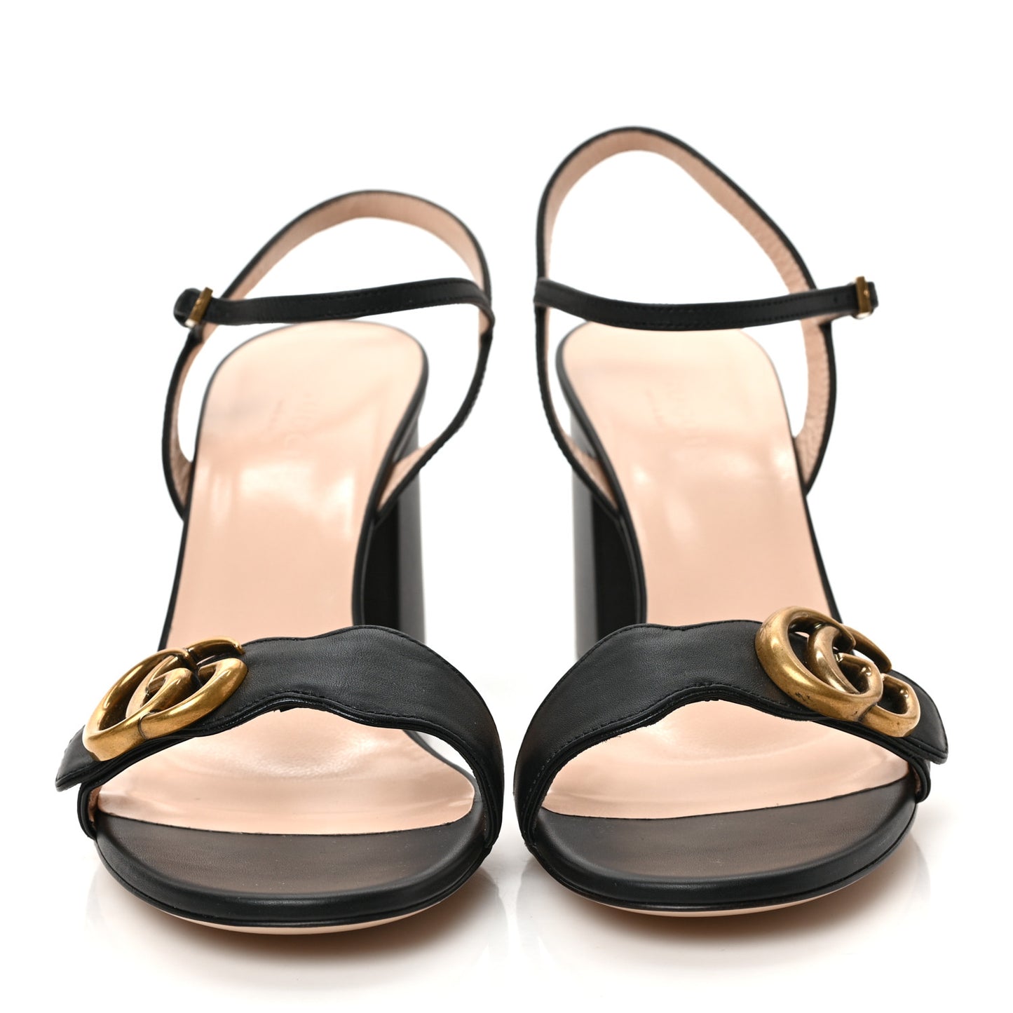 Lifford Calfskin GG Marmont Ankle Wrap 75mm Sandals 39 Black