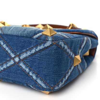 Valentino Garavani Denim Large Roman Stud Shoulder Bag Light Denim Selleria 9 of 9