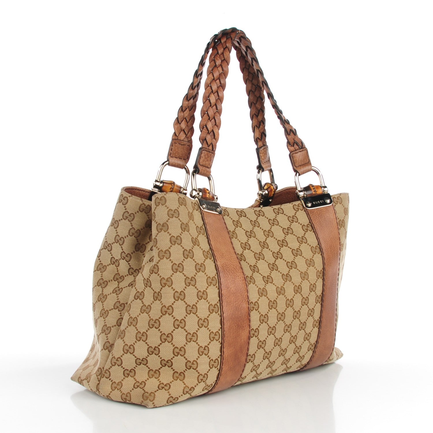 Gucci Monogram Libeccio Bamboo Bar Medium Tote Brown 3 of 7