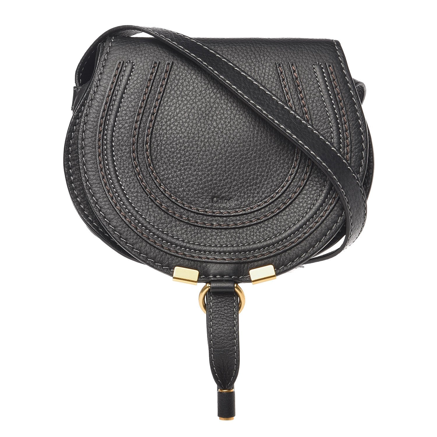 Chloe Calfskin Mini Marcie Round Crossbody Bag Black 1 of 11