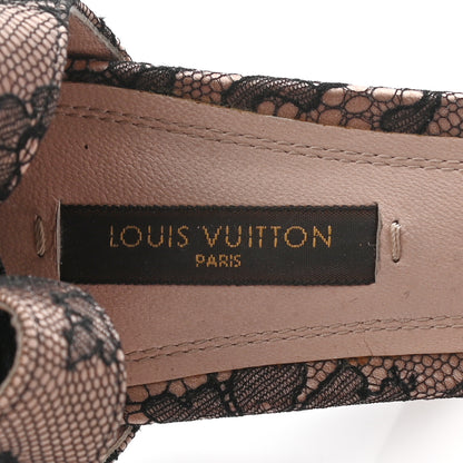 Louis Vuitton Lace Cancan Peep Toe Pumps 38 Beige Black 7 of 8