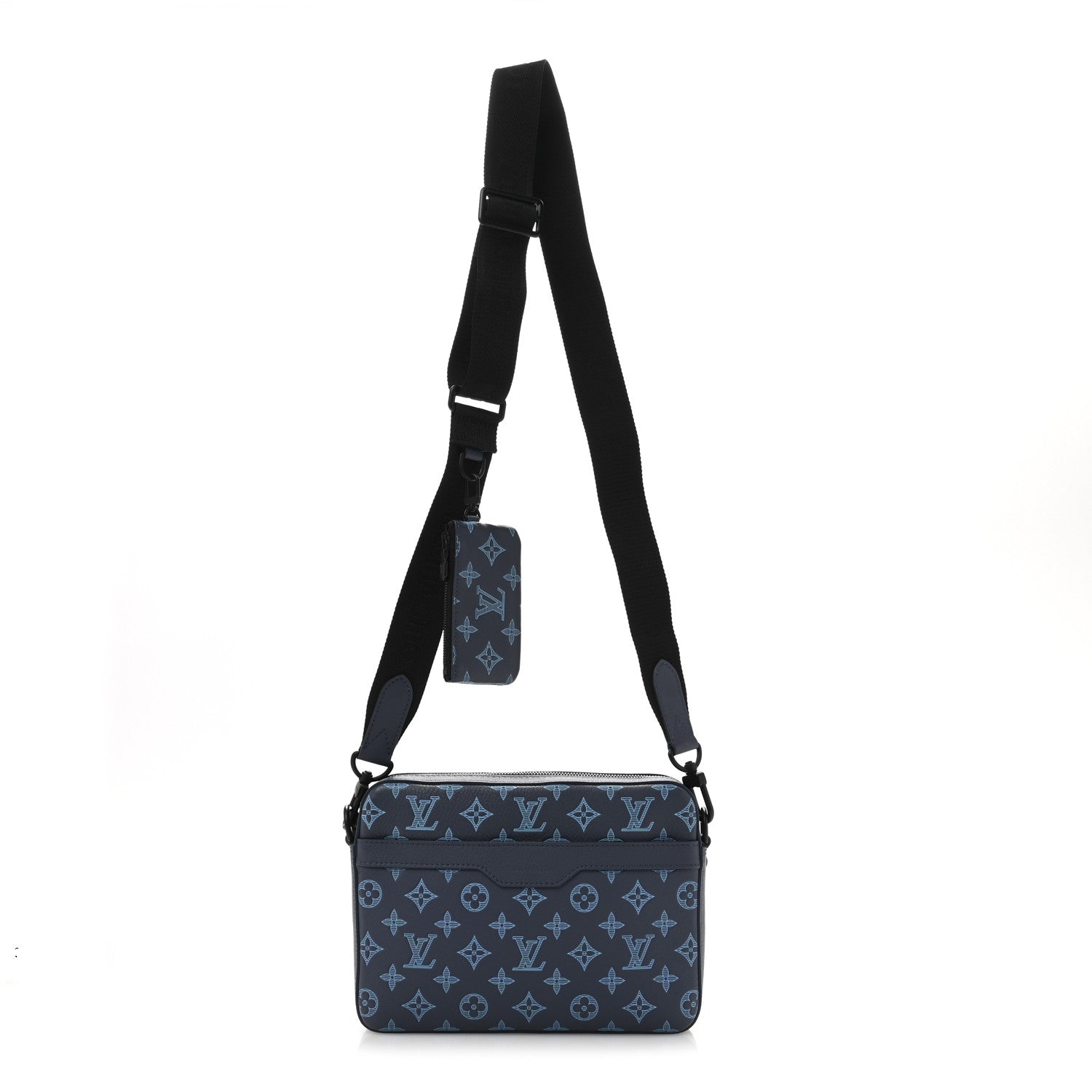 Louis Vuitton Calfskin Monogram Shadow Trio Messenger Navy River Blue 1 of 11