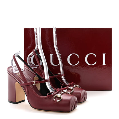 Gucci Nappa Charlotte Horsebit Ballet Mary Jane Pumps 38 Rosso Ancora Red 10 of 10