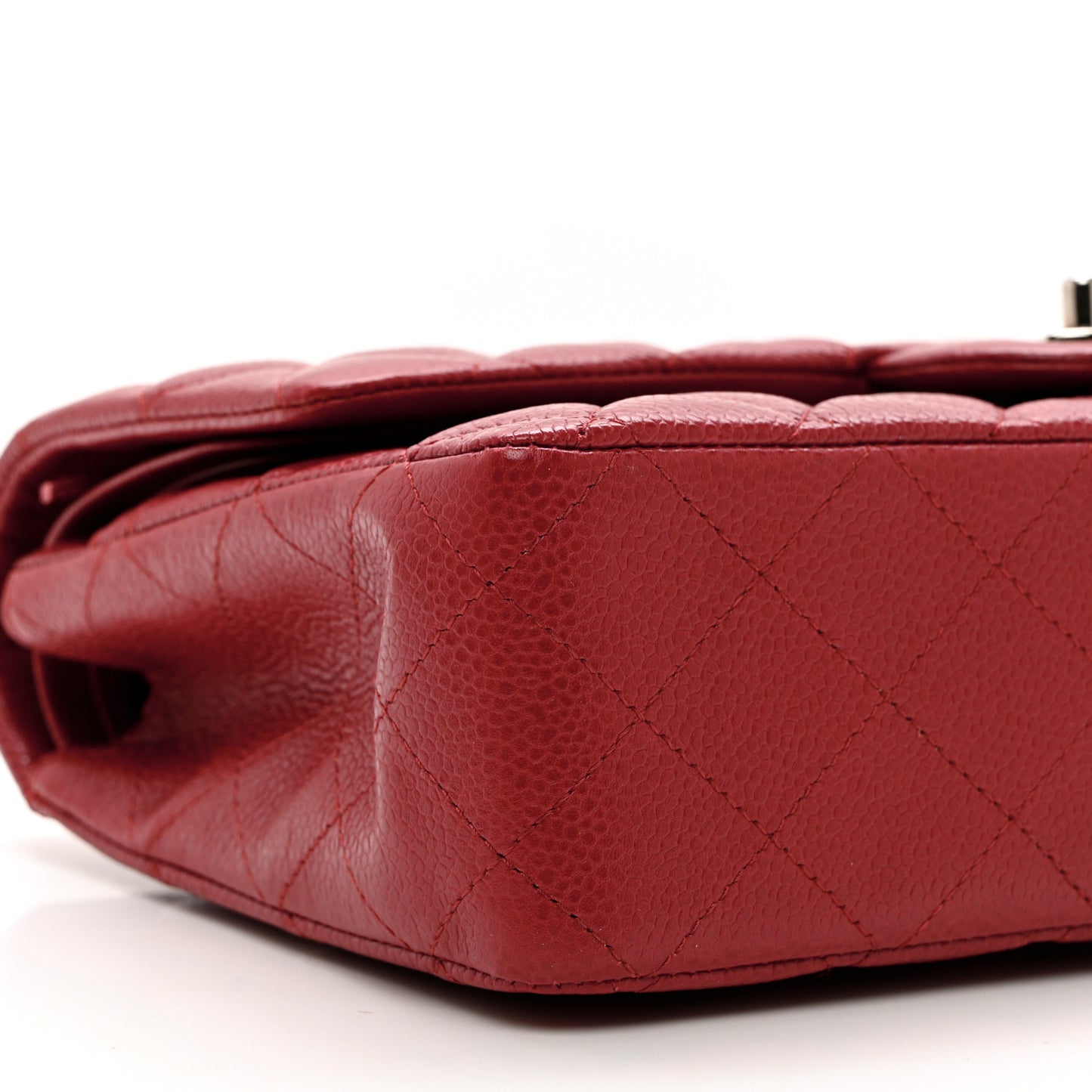 Caviar Quilted Medium Double Flap Red