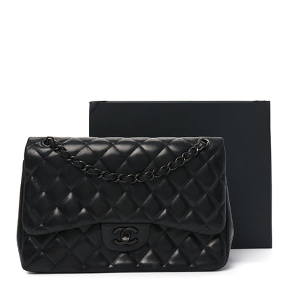 Chanel Lambskin Quilted Jumbo Double Flap So Black 11 of 11