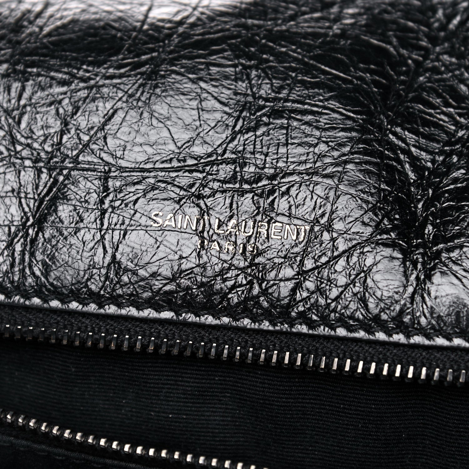 Saint Laurent Crinkled Calfskin Matelasse Monogram Medium Niki Chain Satchel Black 7 of 15