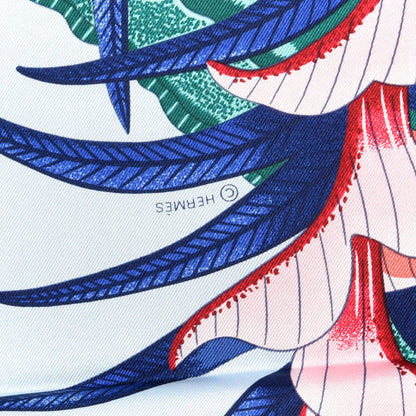 Hermes Silk Twill La Marche Du Zambeze Wash Scarf 90 Bleu Ciel Bleu Jean Rose 4 of 5