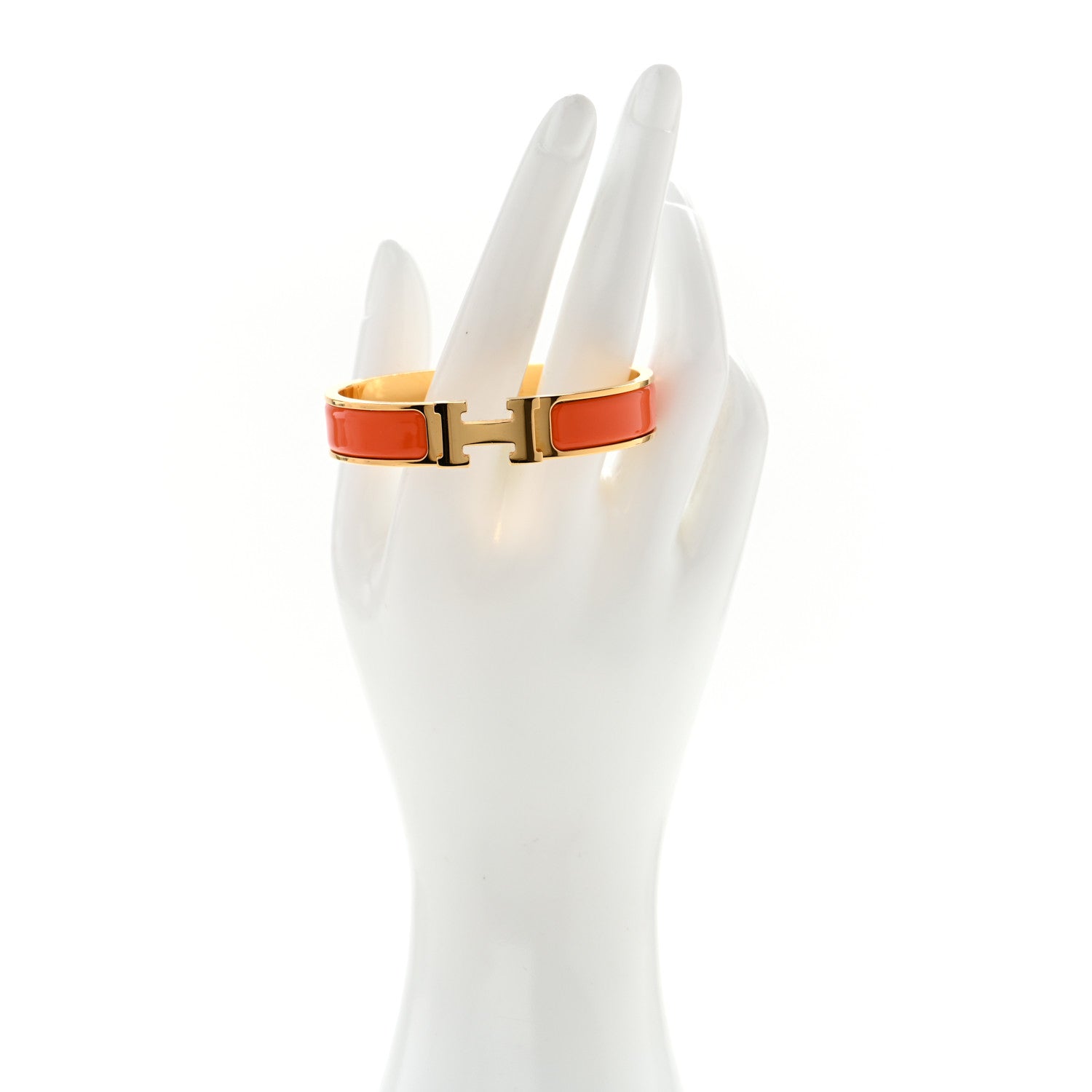 Hermes Enamel Narrow Clic Clac H Bracelet PM Orange 2 of 5