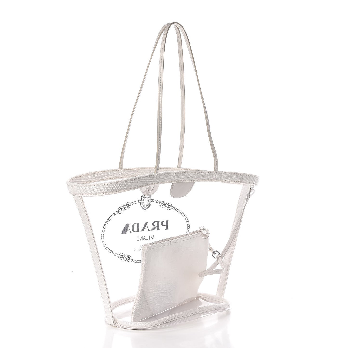 Plexiglass Calfskin Small Shopper Tote White