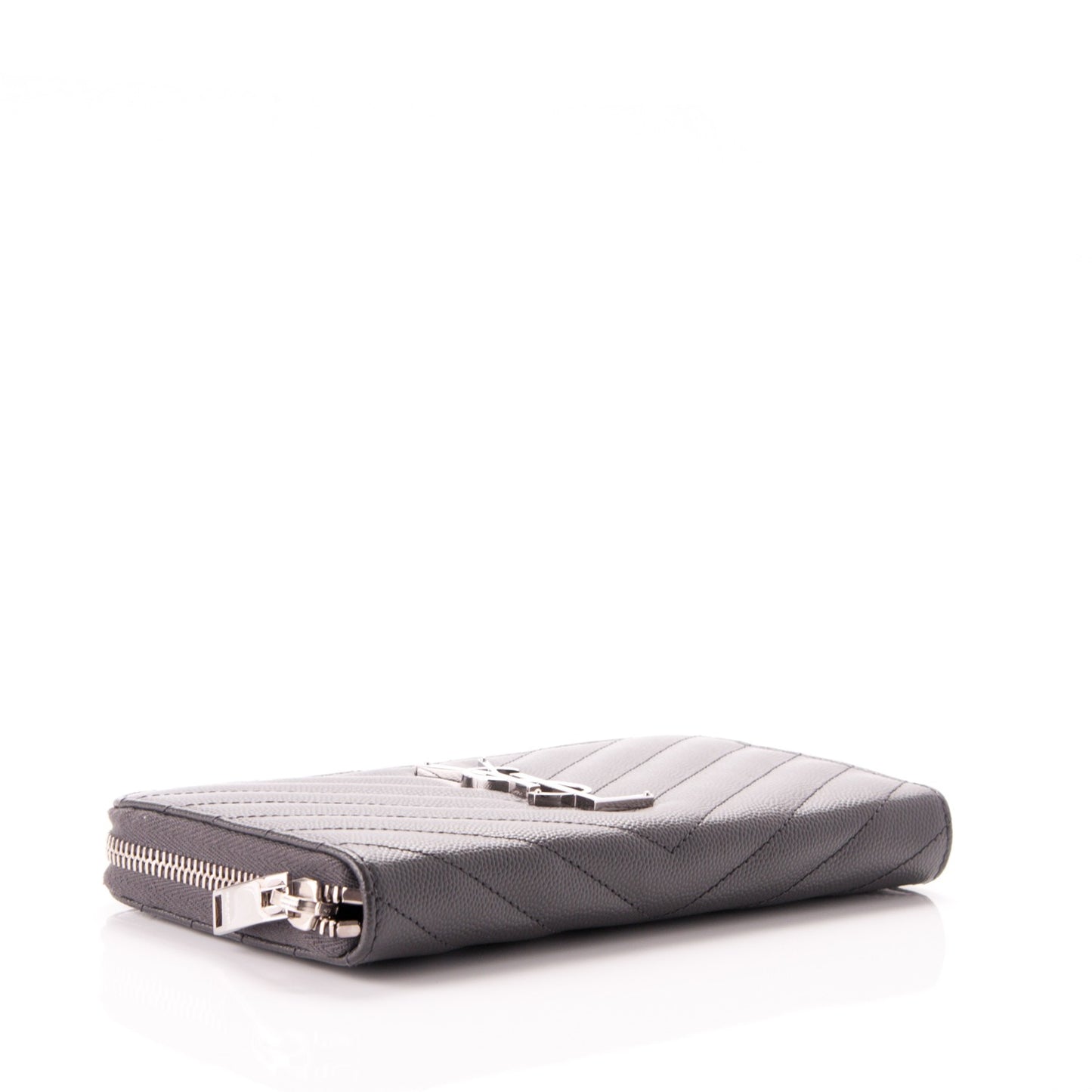 Grain De Poudre Matelasse Chevron Monogram Zip Around Wallet Dark Anthracite