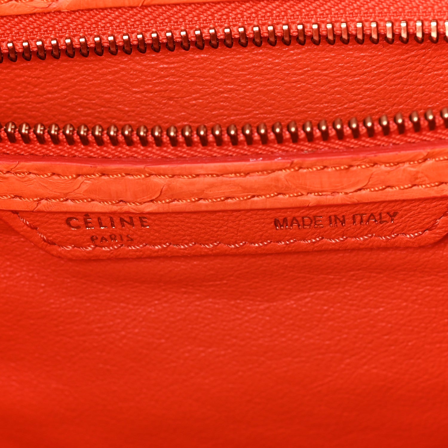 Celine Snakeskin Mini Luggage Orange 6 of 11