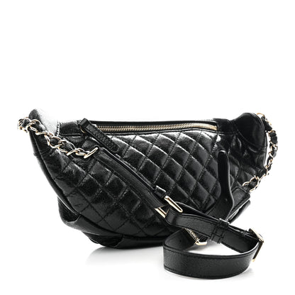 Chanel Crumpled Glazed Lambskin Quilted Waist Bag Fanny Pack Black 3 of 10