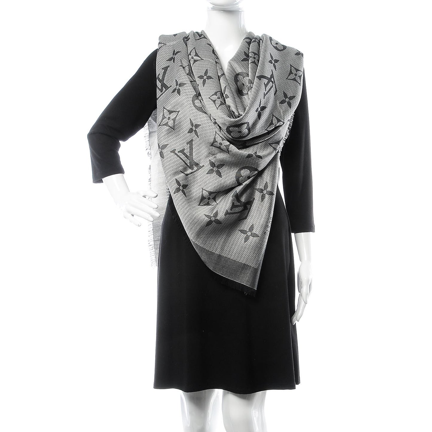 Silk Wool Beyond Monogram Shawl Silver