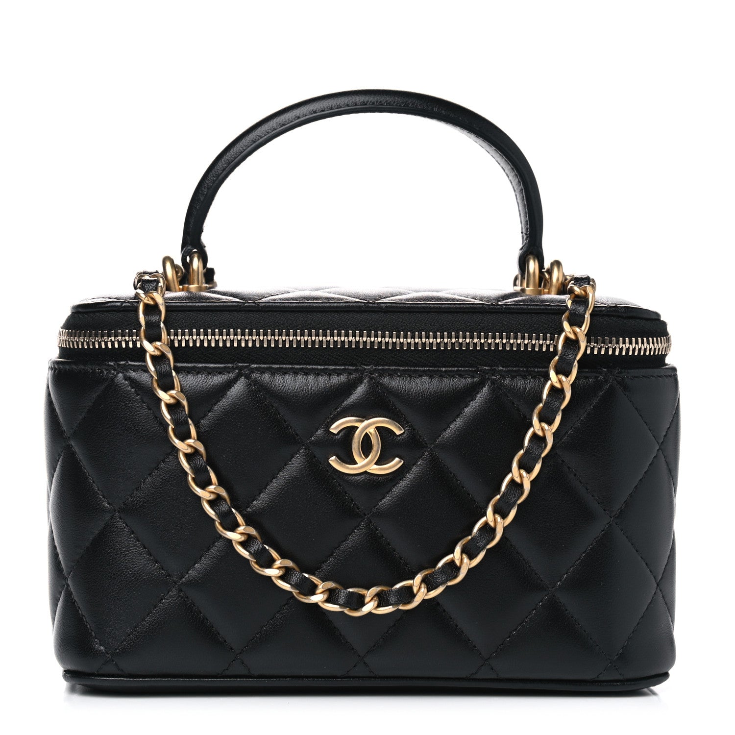 Chanel Lambskin Quilted Small Top Handle Vanity Case With Chain Black 1 of 9